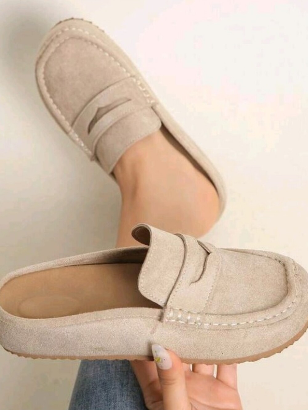Elegant Comfortable Women's Fabric Mule Flats, Slip-On Backless Loafers, Casual